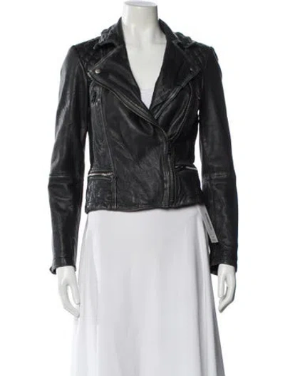 Pre-owned Allsaints Leather Biker Jacket In Black