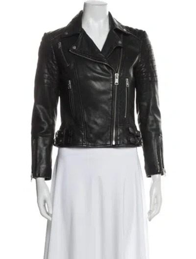 Pre-owned Allsaints Leather Biker Jacket In Black