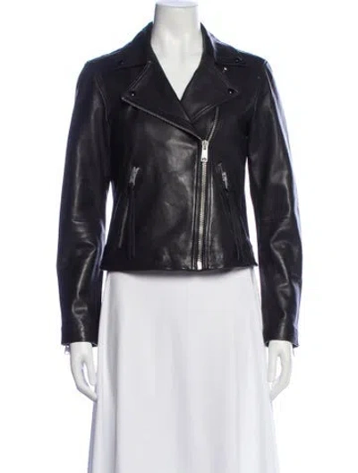 Pre-owned Allsaints Leather Biker Jacket In Black