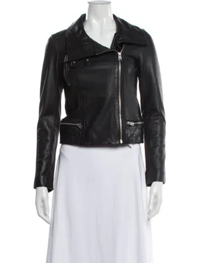 Pre-owned Allsaints Leather Biker Jacket In Black