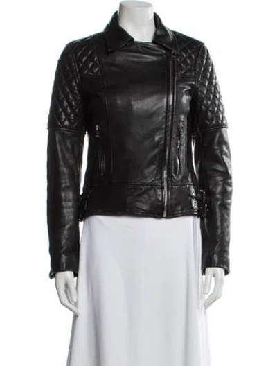 Pre-owned Allsaints Leather Biker Jacket In Black