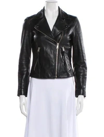 Pre-owned Allsaints Leather Biker Jacket In Black