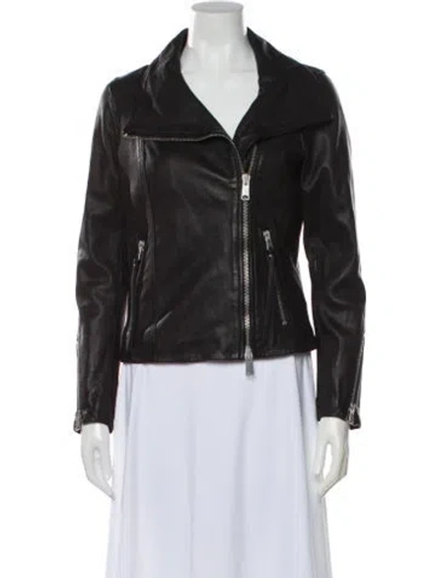 Pre-owned Allsaints Leather Biker Jacket In Black