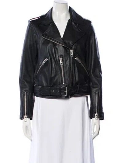 Pre-owned Allsaints Leather Biker Jacket In Black