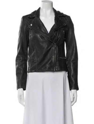 Pre-owned Allsaints Leather Biker Jacket In Black