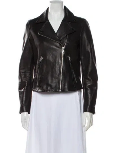 Pre-owned Allsaints Leather Biker Jacket In Black