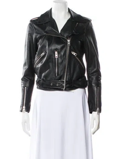Pre-owned Allsaints Leather Biker Jacket In Black