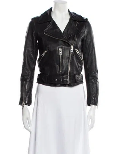 Pre-owned Allsaints Leather Biker Jacket In Black