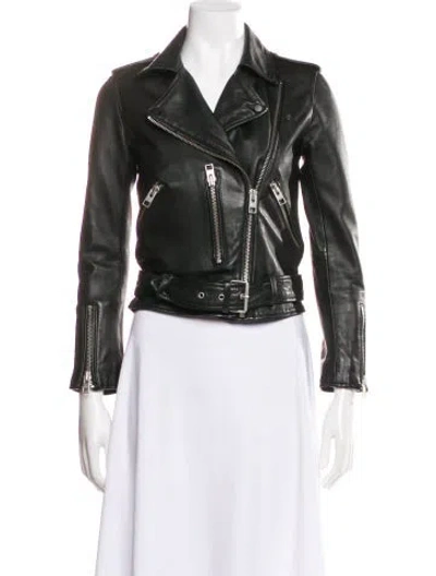 Pre-owned Allsaints Leather Biker Jacket In Black