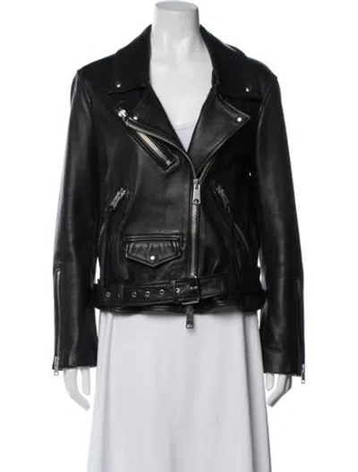 Pre-owned Allsaints Leather Biker Jacket In Black