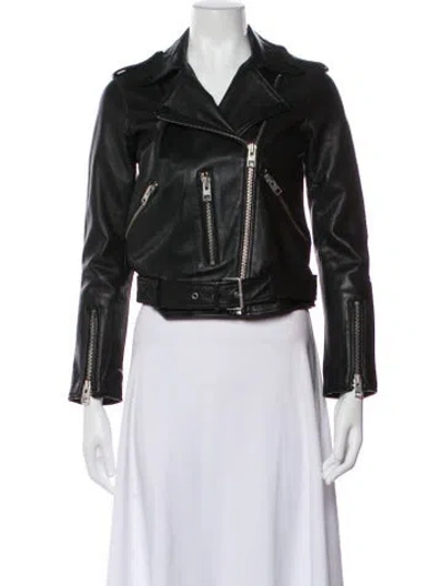 Pre-owned Allsaints Leather Biker Jacket In Black