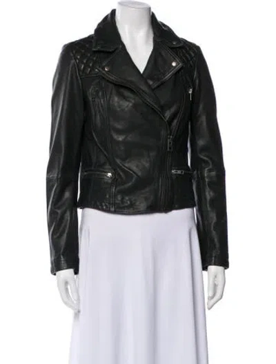 Pre-owned Allsaints Leather Biker Jacket In Black