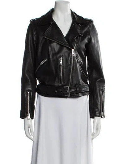 Pre-owned Allsaints Leather Biker Jacket In Black