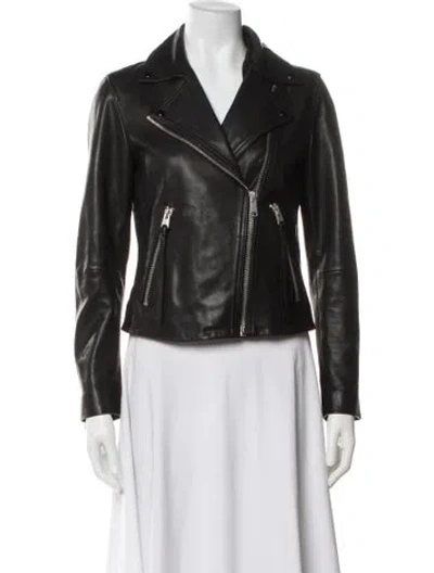 Pre-owned Allsaints Leather Biker Jacket In Black