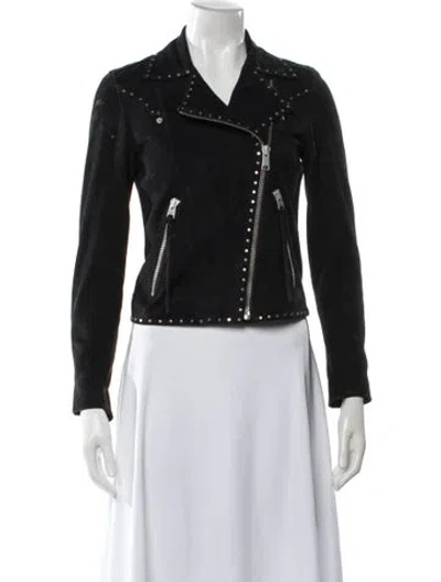 Pre-owned Allsaints Leather Biker Jacket In Black