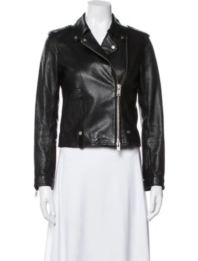 Pre-owned Allsaints Leather Biker Jacket In Black