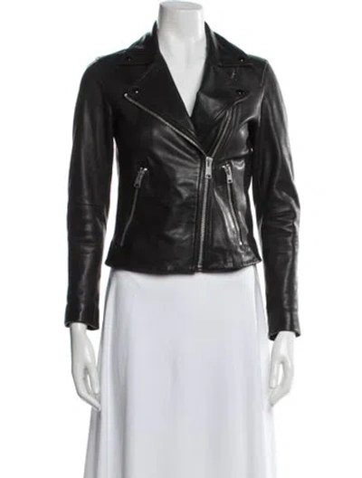 Pre-owned Allsaints Leather Biker Jacket In Black