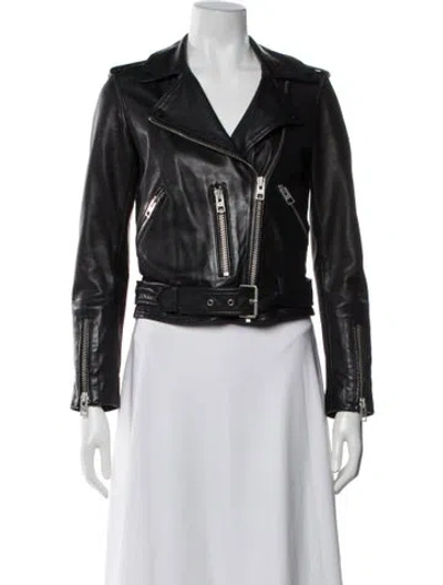 Pre-owned Allsaints Leather Biker Jacket In Black