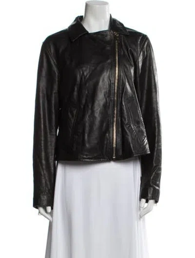 Pre-owned Allsaints Leather Biker Jacket In Black