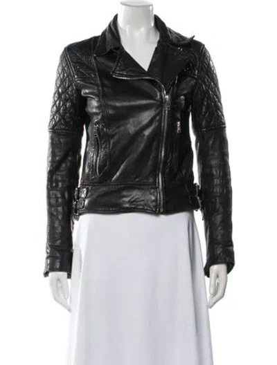 Pre-owned Allsaints Leather Biker Jacket In Black