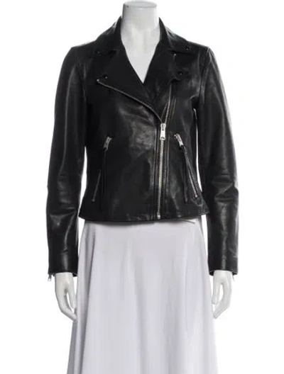 Pre-owned Allsaints Leather Biker Jacket In Black