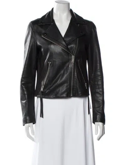 Pre-owned Allsaints Leather Biker Jacket In Black