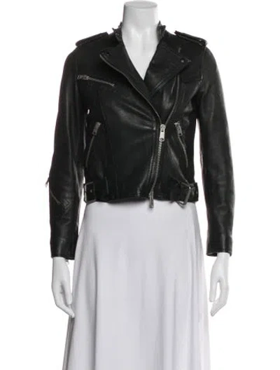 Pre-owned Allsaints Leather Biker Jacket In Black