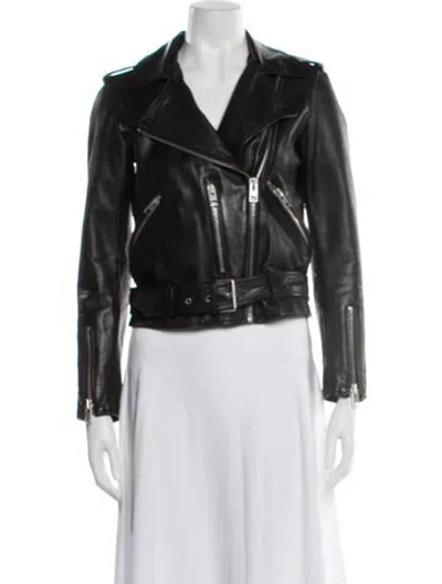 Pre-owned Allsaints Leather Biker Jacket In Black
