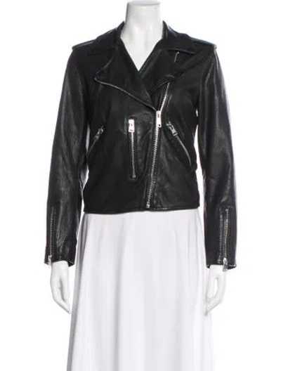Pre-owned Allsaints Leather Biker Jacket In Black