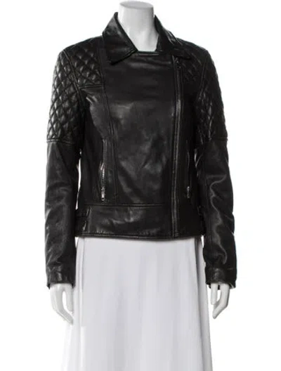 Pre-owned Allsaints Leather Biker Jacket In Black