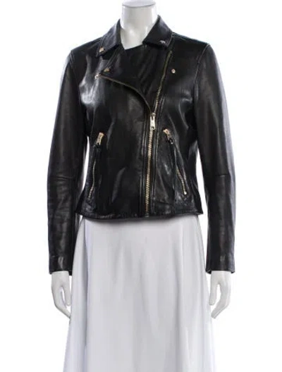 Pre-owned Allsaints Leather Biker Jacket In Black