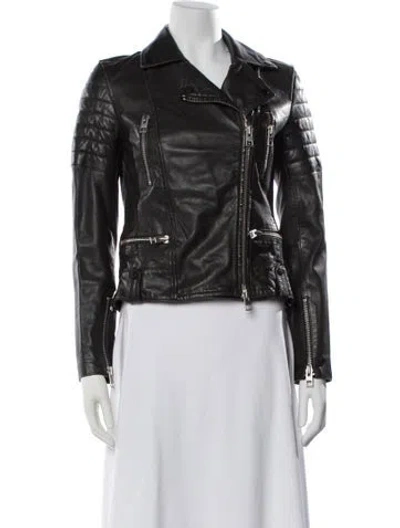 Pre-owned Allsaints Leather Biker Jacket In Black