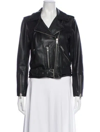 Pre-owned Allsaints Leather Biker Jacket In Black