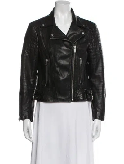 Pre-owned Allsaints Leather Biker Jacket In Black
