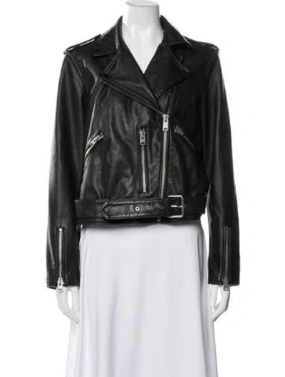 Pre-owned Allsaints Leather Biker Jacket In Black