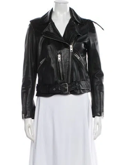 Pre-owned Allsaints Leather Biker Jacket In Black
