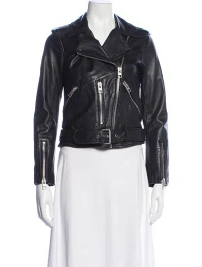 Pre-owned Allsaints Leather Biker Jacket In Black
