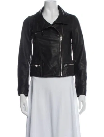 Pre-owned Allsaints Leather Biker Jacket In Black