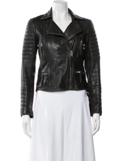 Pre-owned Allsaints Leather Biker Jacket In Black