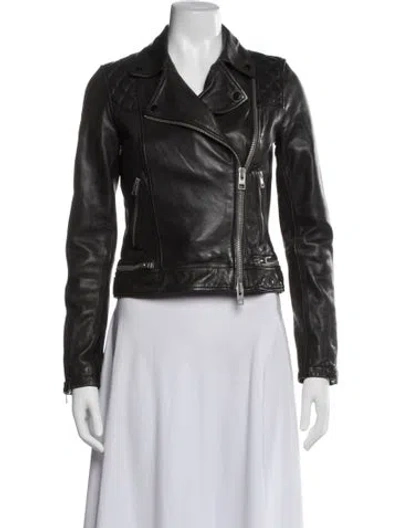 Pre-owned Allsaints Leather Biker Jacket In Black