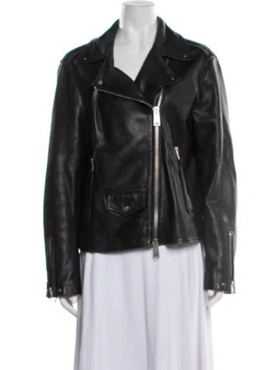 Pre-owned Allsaints Leather Biker Jacket In Black