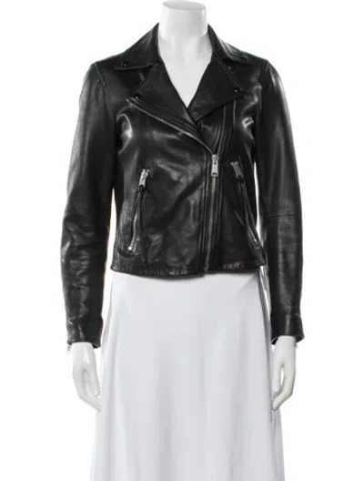 Pre-owned Allsaints Leather Biker Jacket In Black