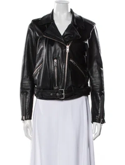 Pre-owned Allsaints Leather Biker Jacket In Black
