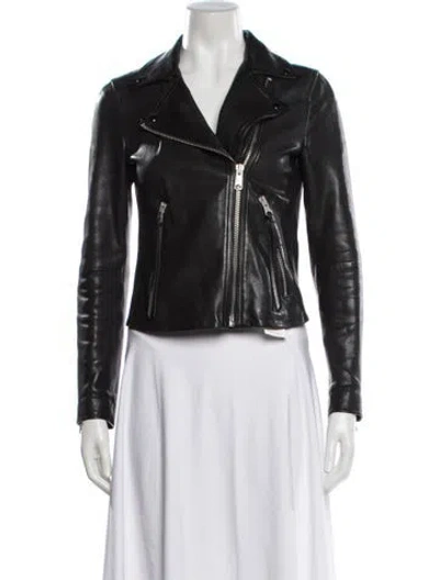 Pre-owned Allsaints Leather Biker Jacket In Black