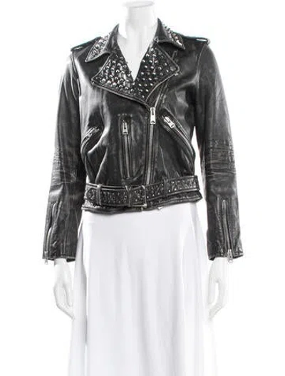 Pre-owned Allsaints Leather Biker Jacket In Black