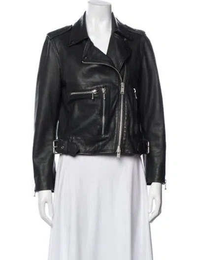 Pre-owned Allsaints Leather Biker Jacket In Black