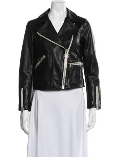 Pre-owned Allsaints Leather Biker Jacket In Black