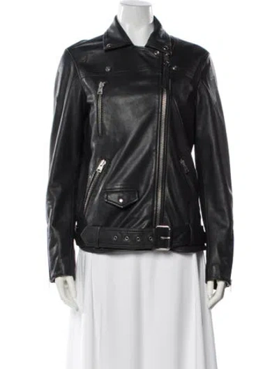 Pre-owned Allsaints Leather Biker Jacket In Black