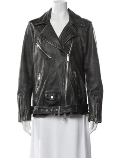 Pre-owned Allsaints Leather Biker Jacket In Black