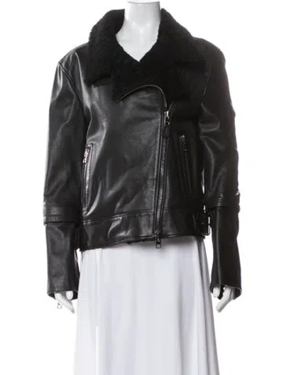 Pre-owned Allsaints Leather Biker Jacket In Black